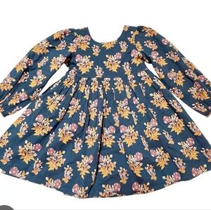 Pink Chicken Blue Floral Casual Dress